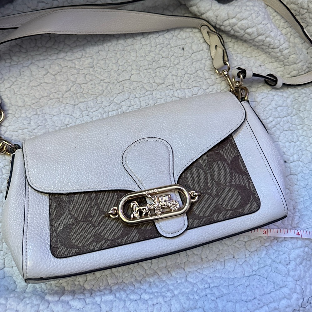 EUC Coach tabby in white canvas